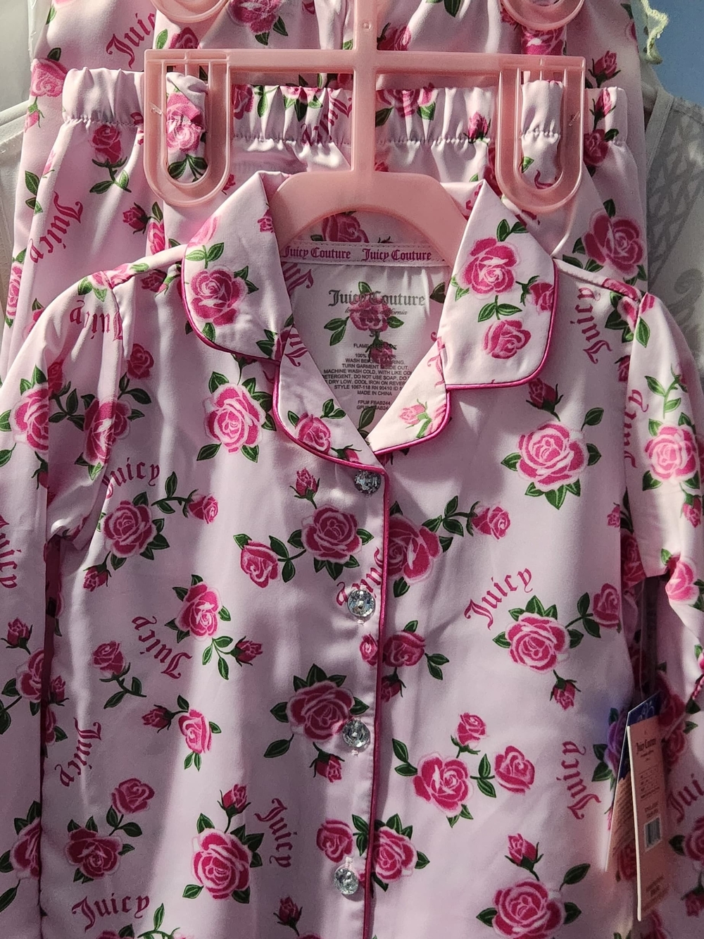 Juicy Couture Pink Rose Print Pajama Set